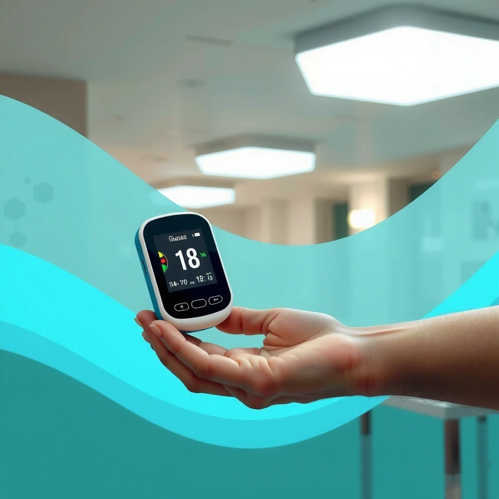 Motif visuel abstrait représentant le suivi glycémique et la structure moléculaire